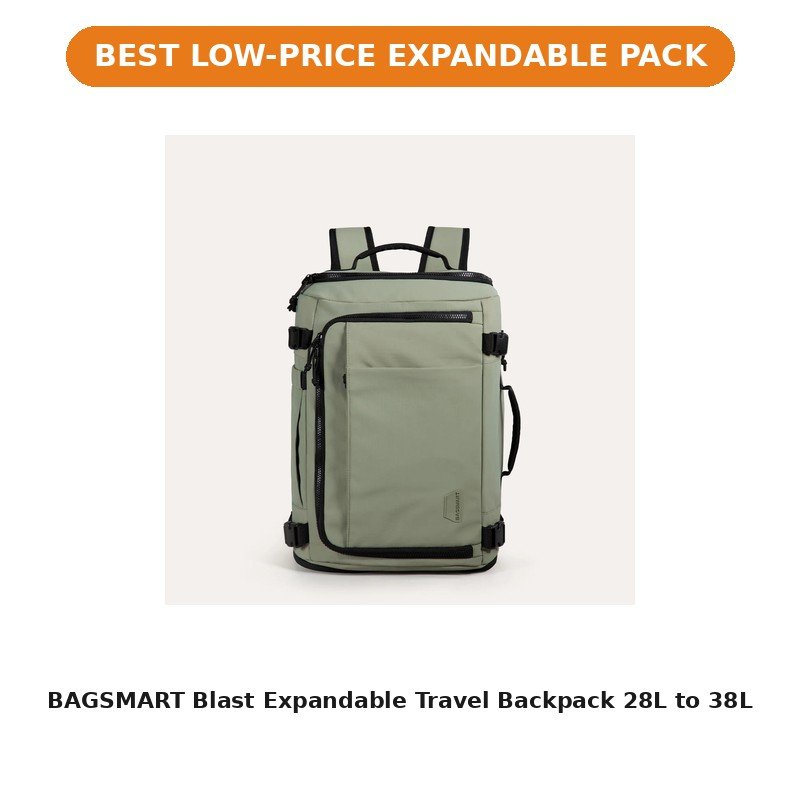BAGSMART Blast Expandable Travel Backpack 28L to 38L